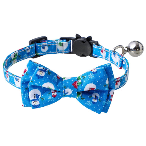 Christmas Snowman Cat Bowtie Collar